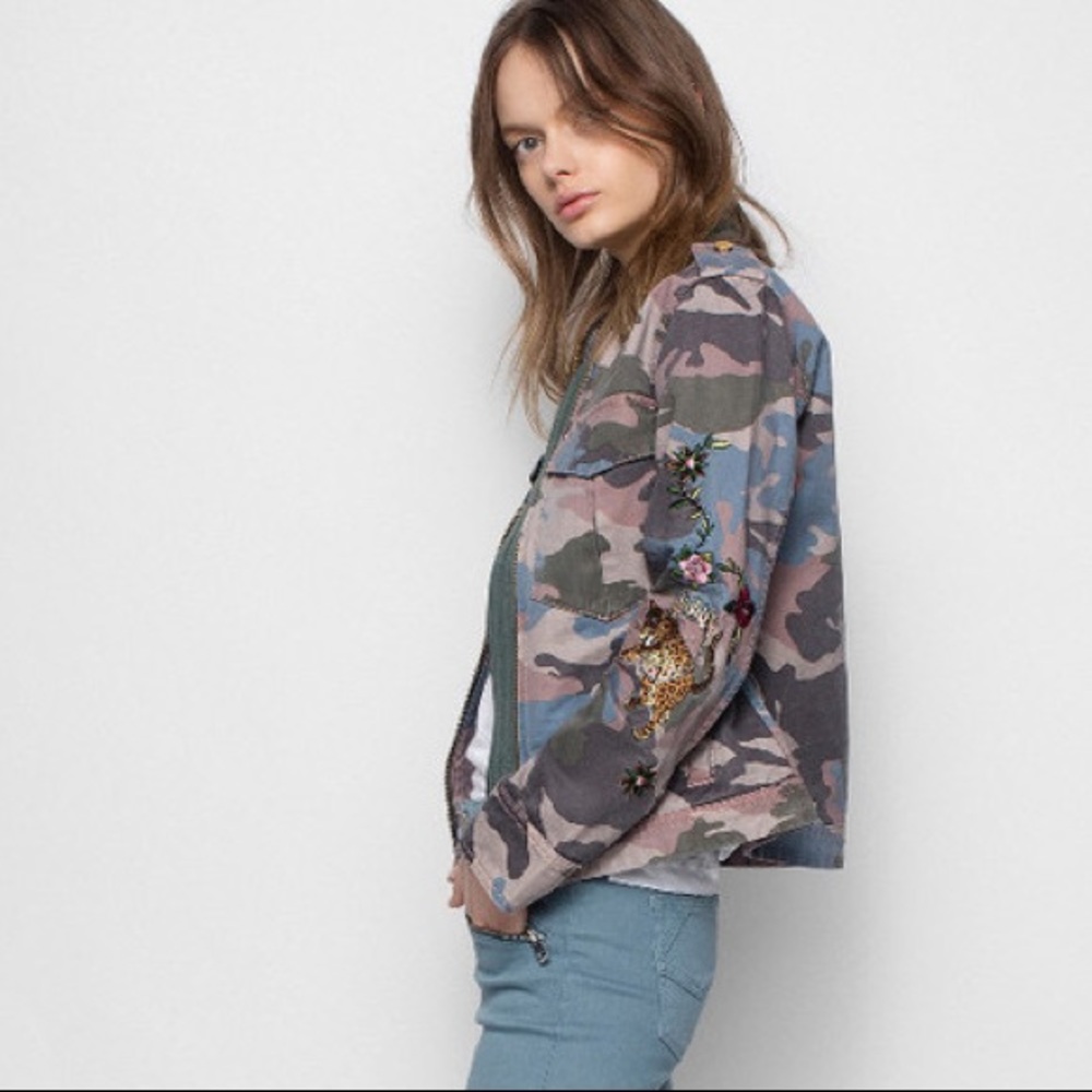 ZADIG & VOLTAIRE KAVY CAMOU BRODE JACKET